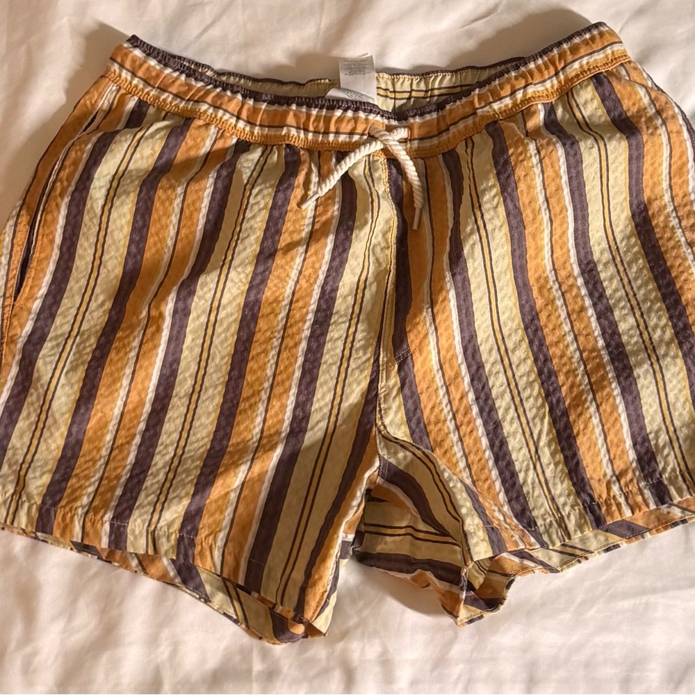 ASOS Striped Tan and Brown Men’s Swimming Trunks